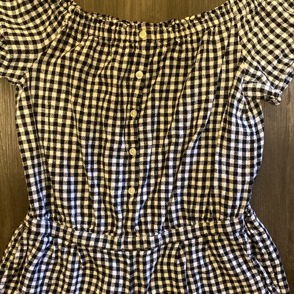 Off Shoulder Gingham Romper - Picture 2 of 4